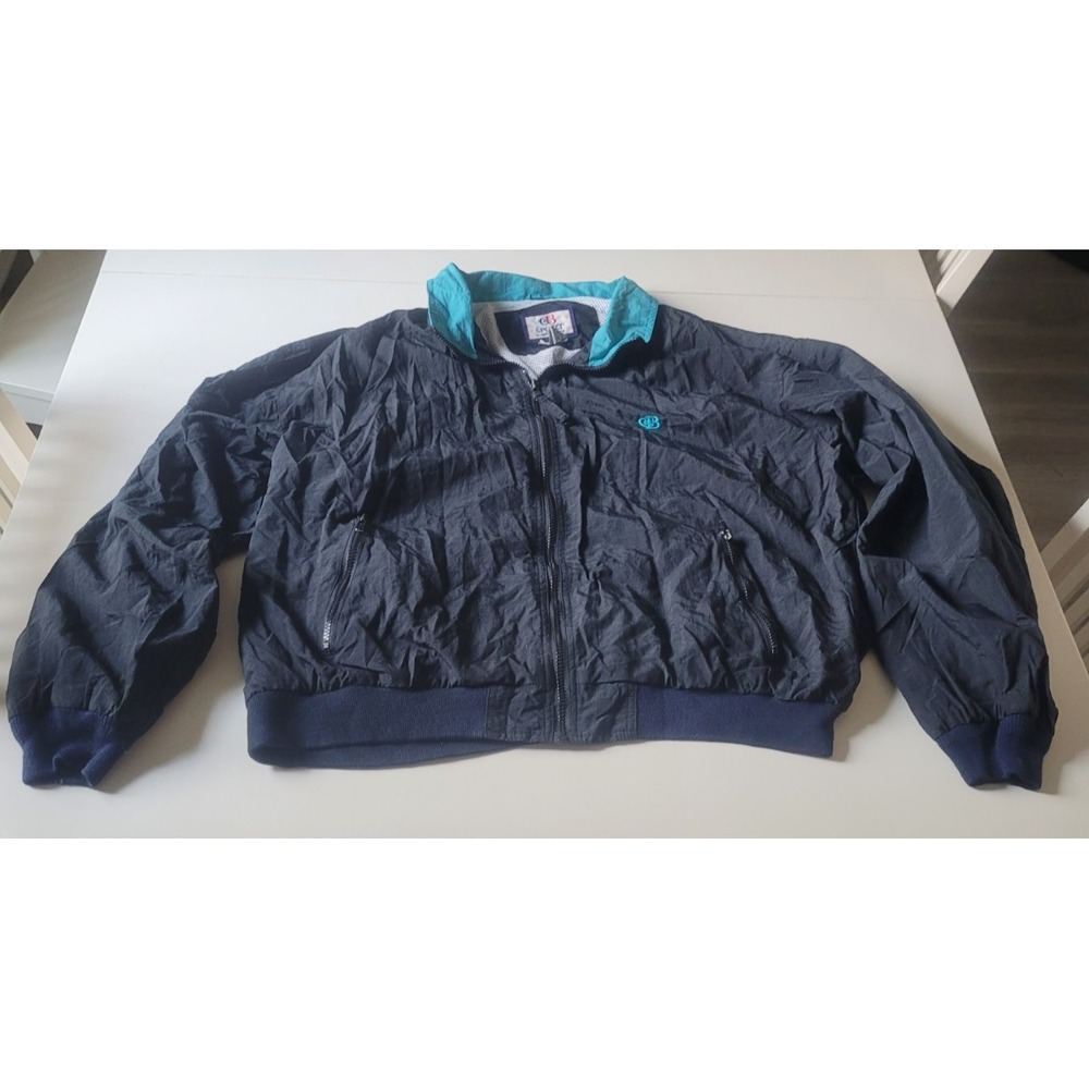 Vintage C&B Sport Croft‎ & Barrow Windbreaker Jacket Black Mens Sz XL Full Zip